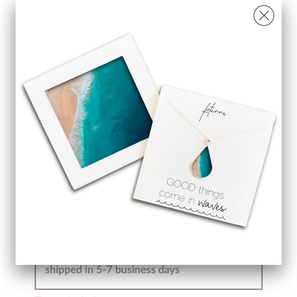 Brand new Foterra photo earth jewelry Good Things Come In Waves necklace